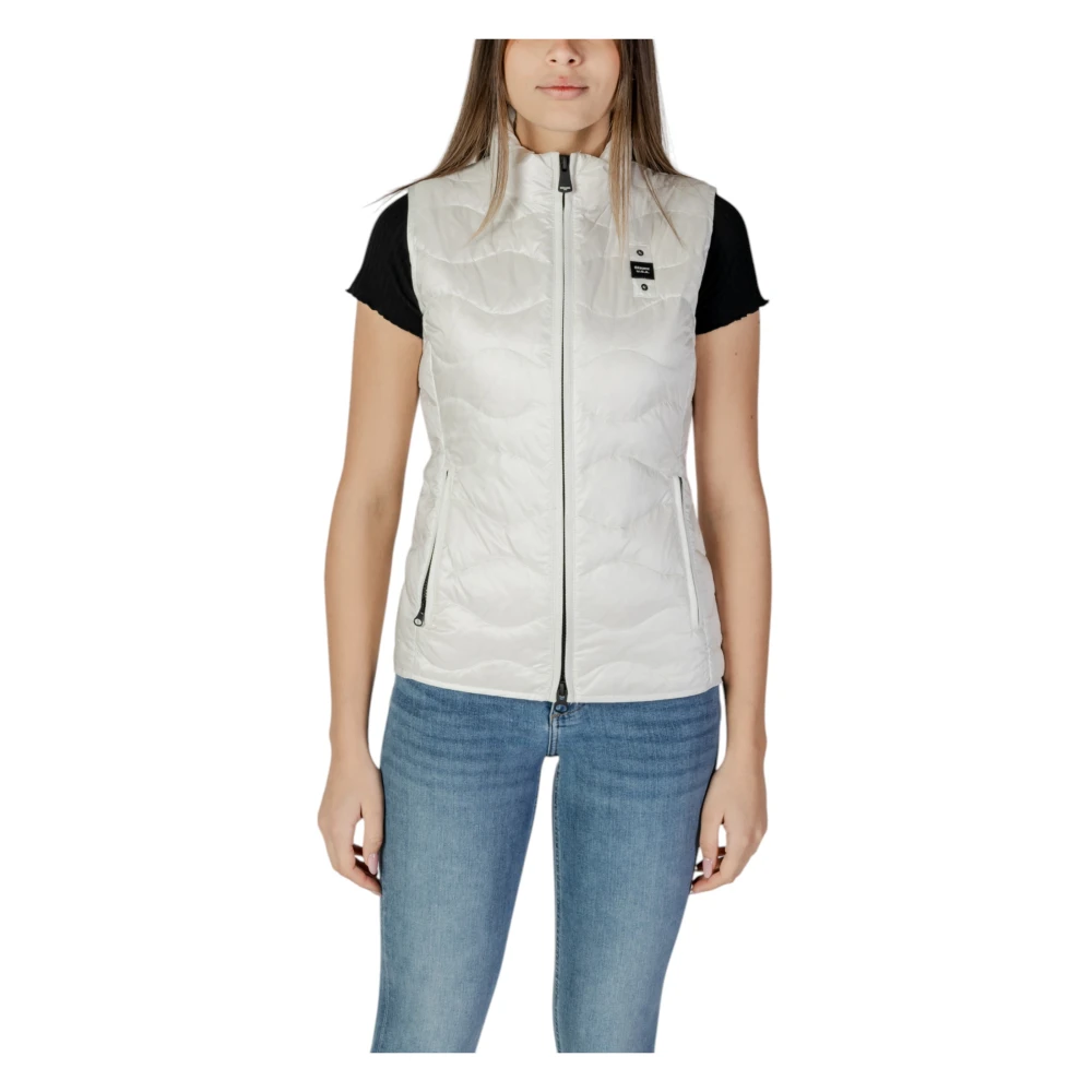 Blauer Women's White Sleeveless Turtleneck Gilet