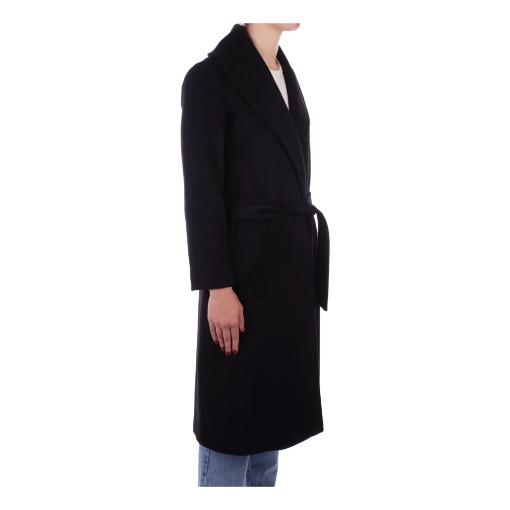 Max Mara Zwarte wollen jas met afneembare riem Black Dames
