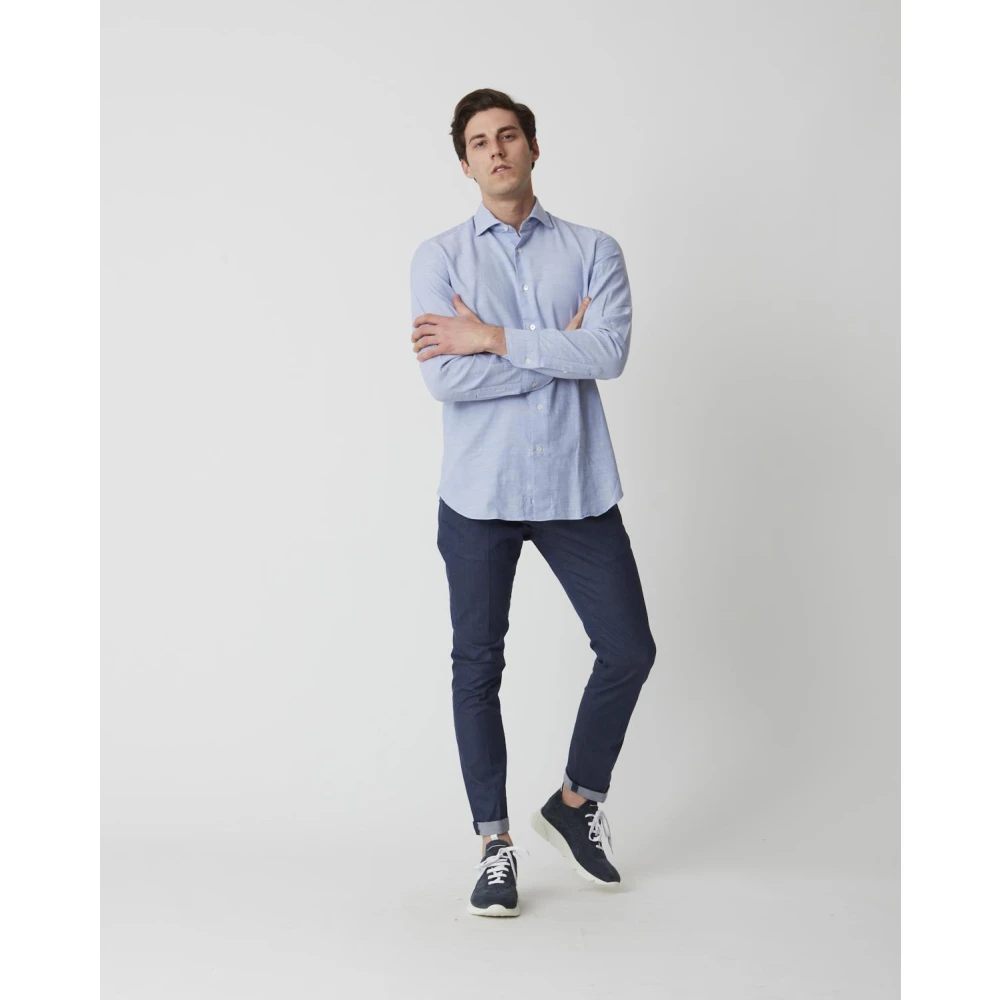 Mazzarelli Casual Shirts Blue Heren