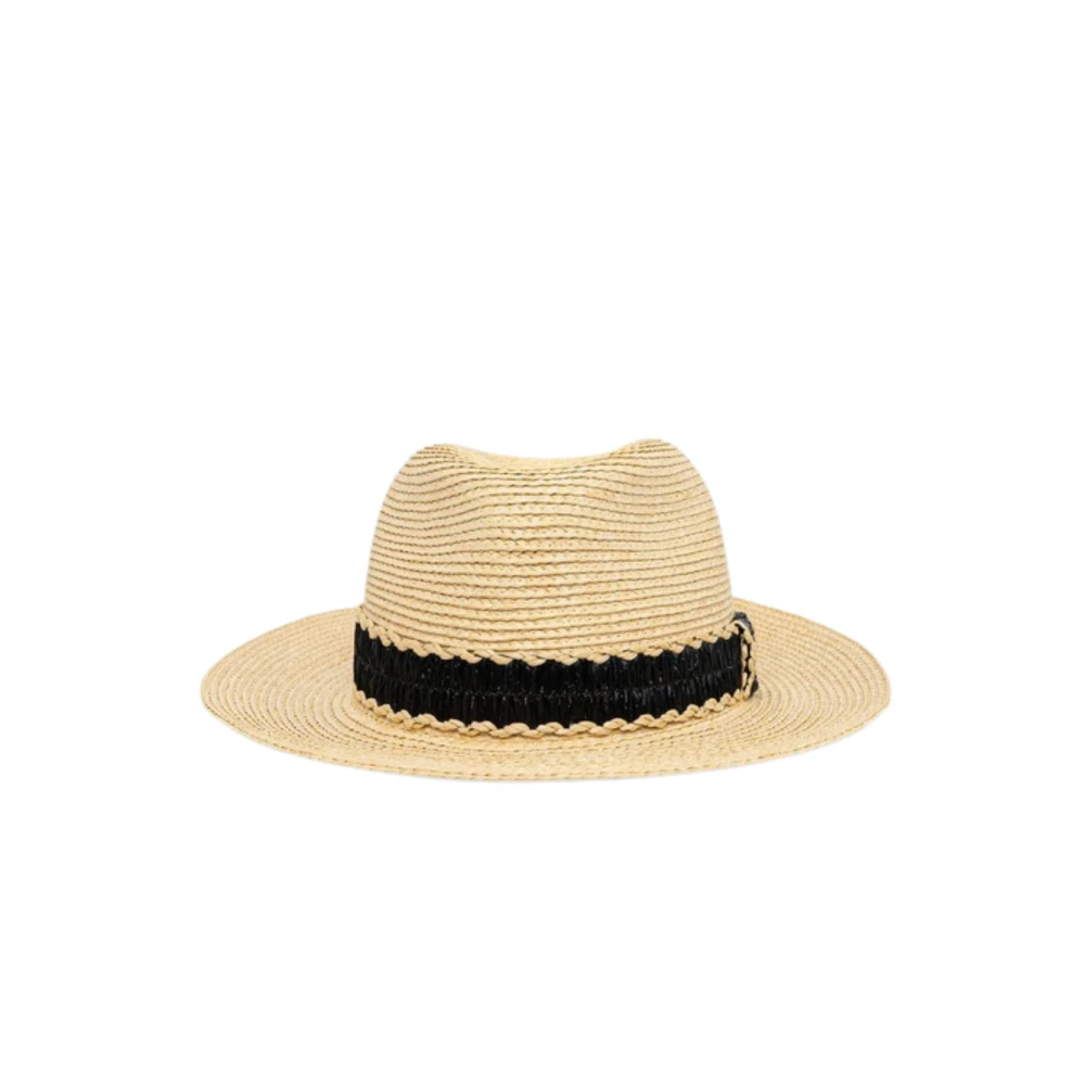 Twinset Beige Vävd Hatt Med Logotyp