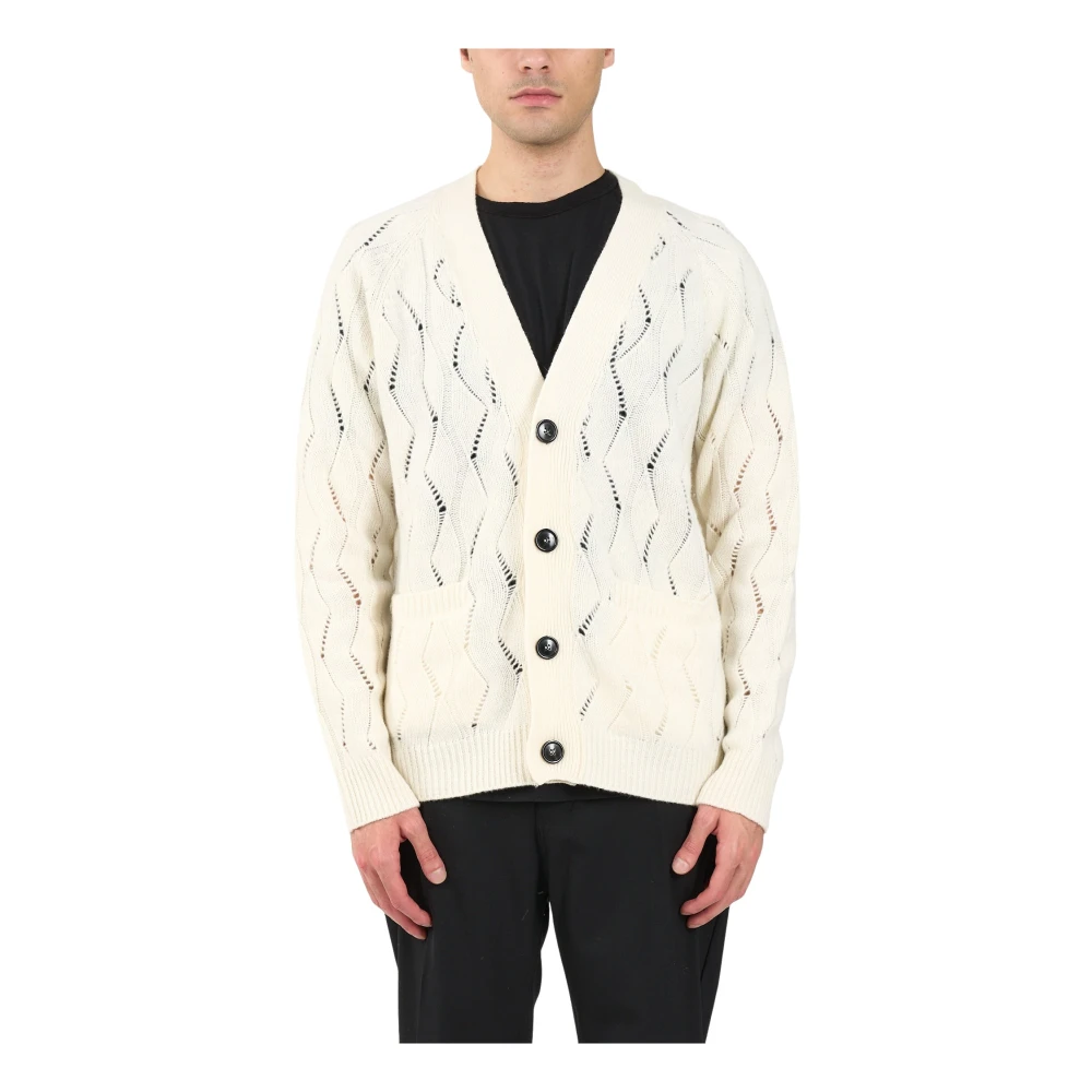 Mauro Grifoni Wollen Blend Cardigan met Knopen White Heren