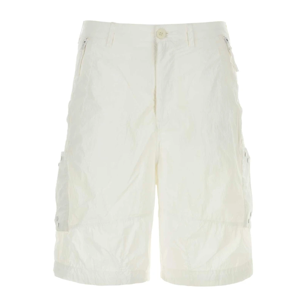 Ten C Men's White Casual Shorts, L, Nylon Bermuda Shorts