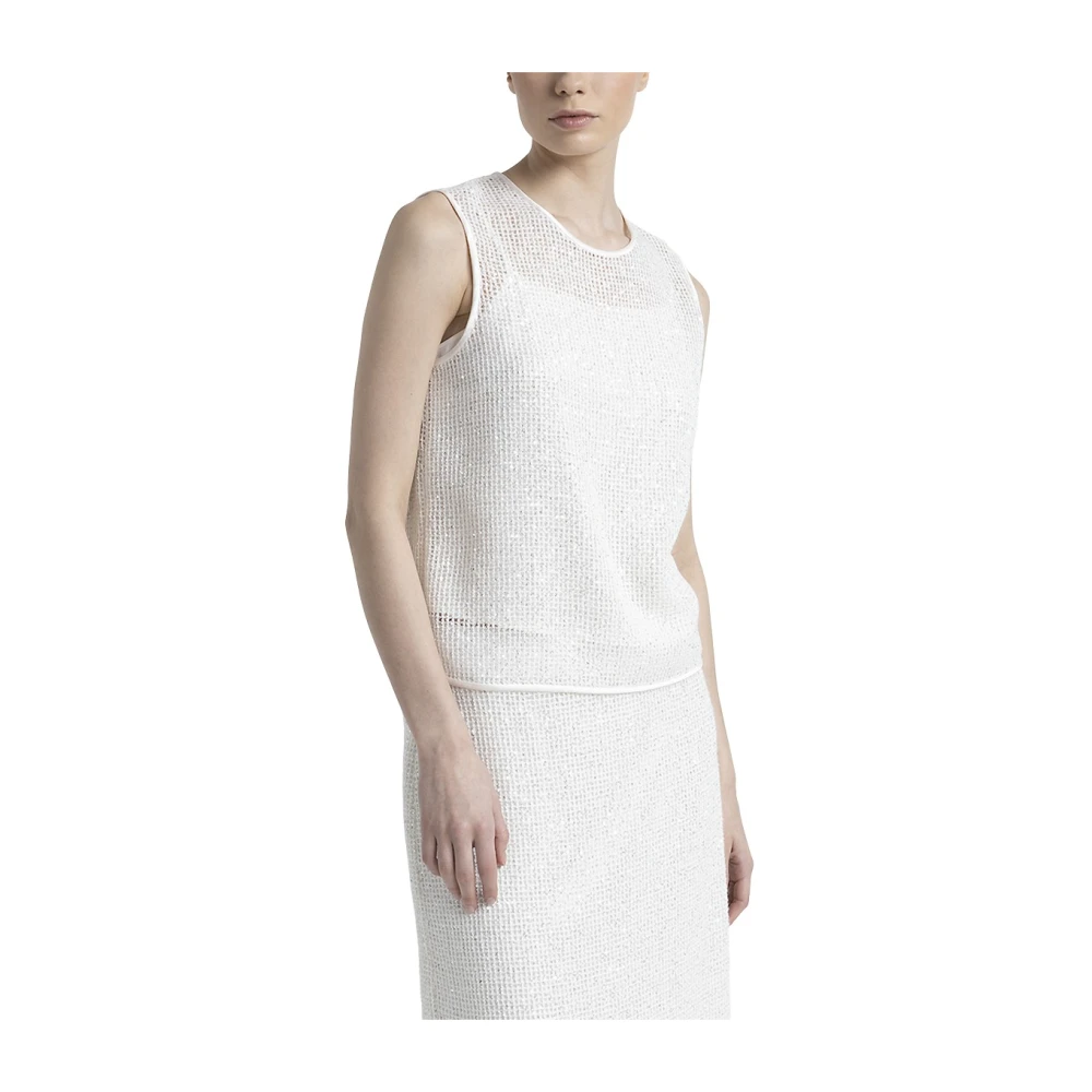 PESERICO Wollen en mohair mesh gebreide top White Dames