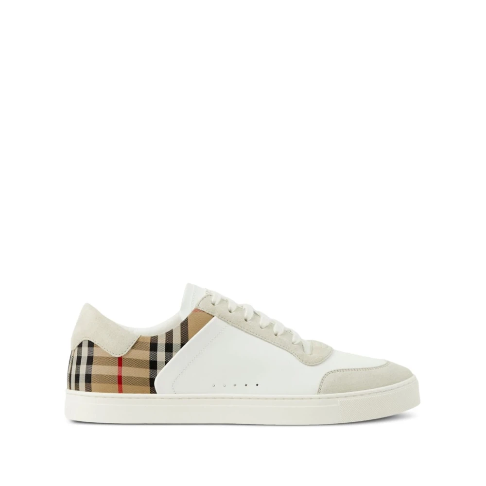 Burberry Men's White Vintage Check Panelled Trainers - Sneakers - 6 Uk- Shoes