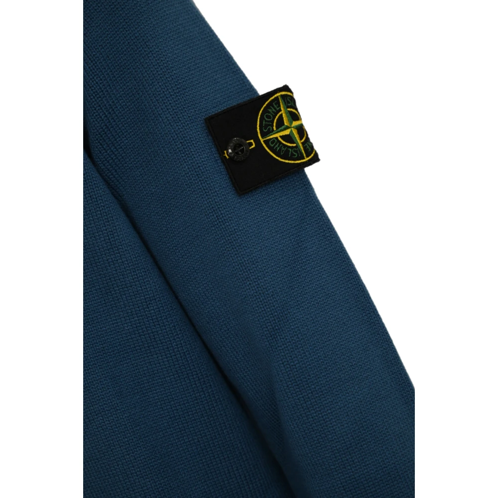 Stone Island Blauwe Katoenen Trui Lange Mouw Blue Heren