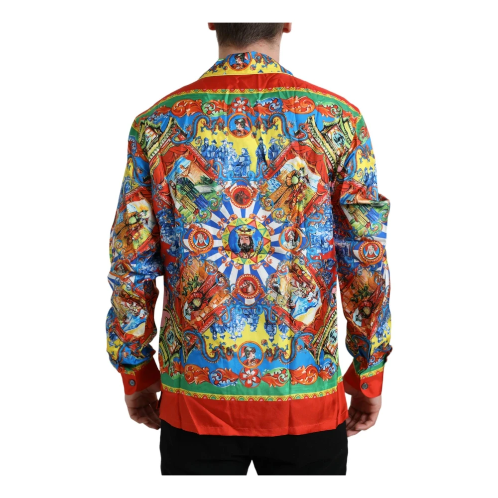 Dolce & Gabbana Zijden Overhemd met Drakenpatroon Multicolor Heren