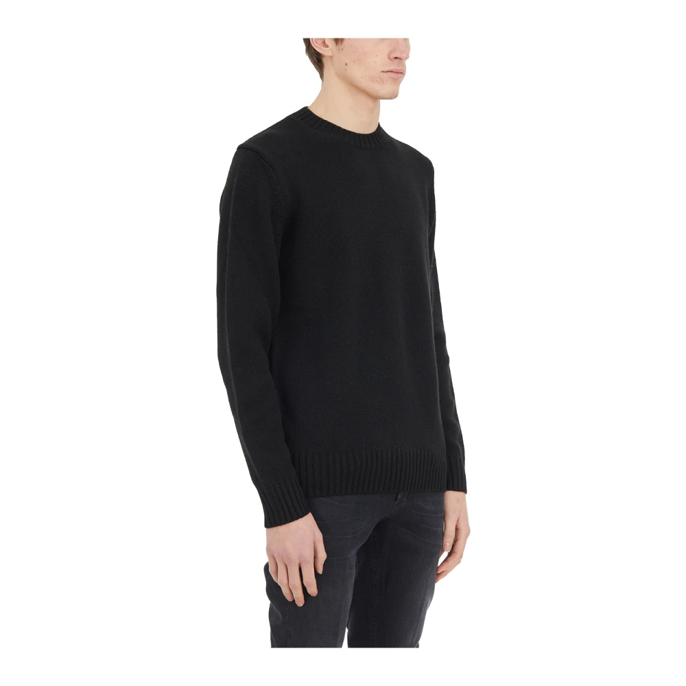 Paolo Pecora Wollen Crewneck Trui Black Heren