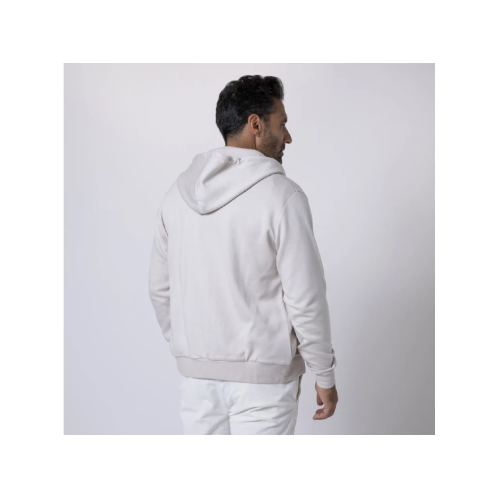 Eleventy Capuchontrui in Greige White Heren