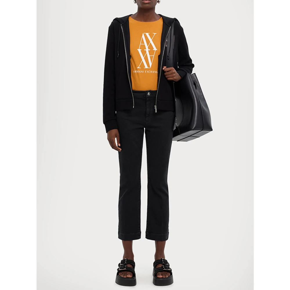 Emporio Armani Sportieve Zwarte Rits Hoodie Trui Black Dames