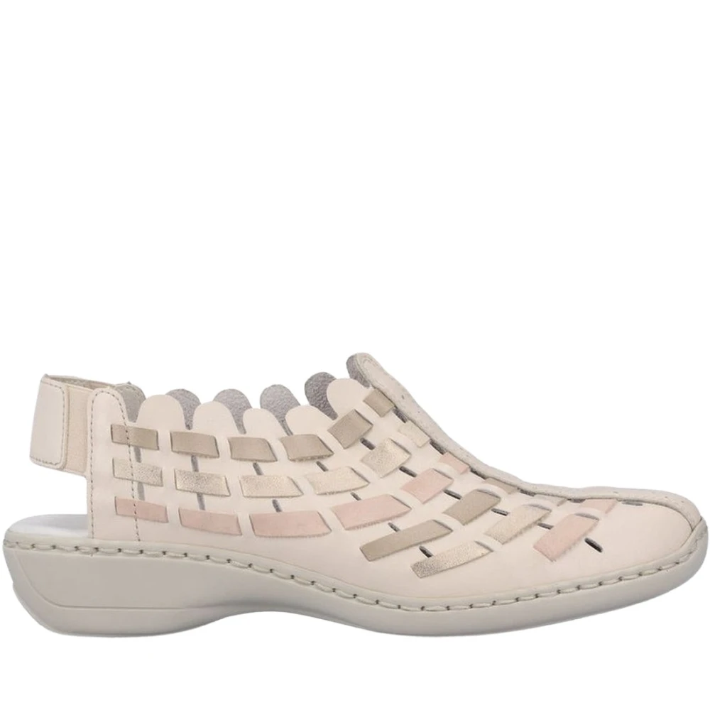 Rieker Women's Beige Flat Sandals, 8 Uk, Casual Flat Sandals