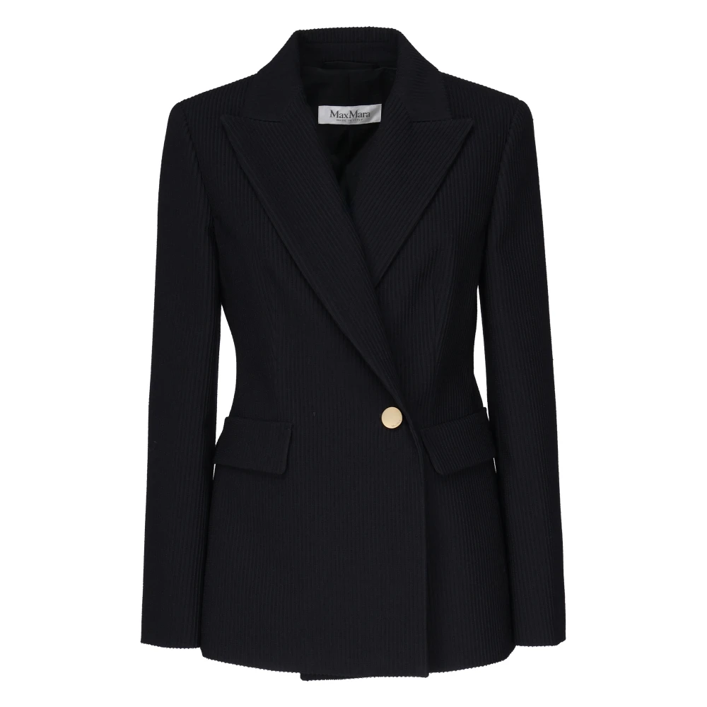 Max Mara Blauwe Wollen Blazer met Metalen Knoop Blue Dames