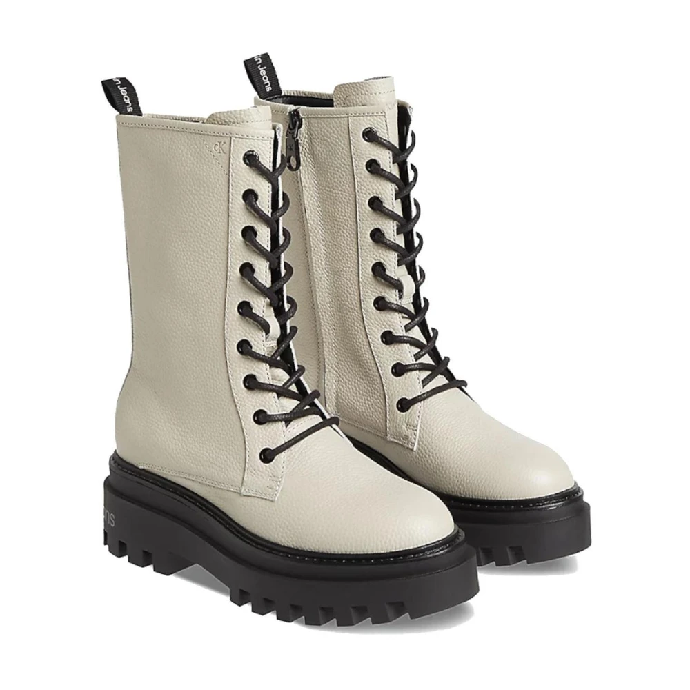 Calvin Klein Mid Laceup Platformlaarzen Beige Dames