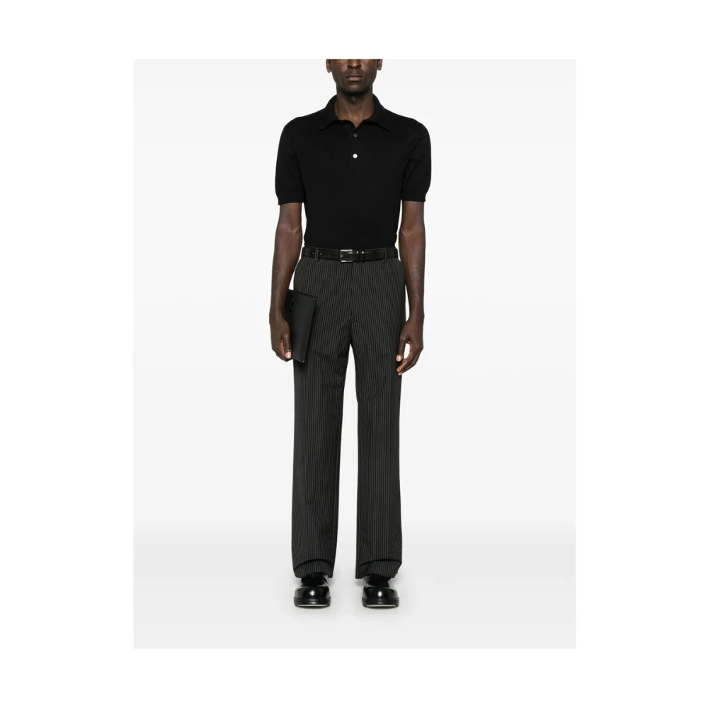 Ermenegildo Zegna Zwarte Polotrui met Knoopsluiting Black Heren