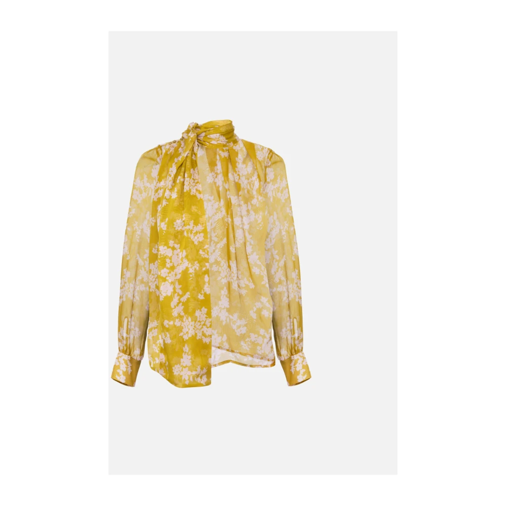 Elisabetta Franchi Zijden bloemenprint blouse Yellow Dames