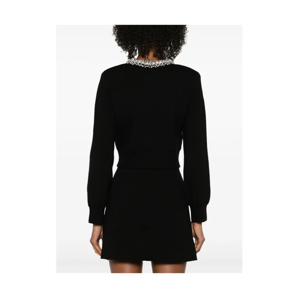Self Portrait Zwarte trui met schoudervullingen Black Dames