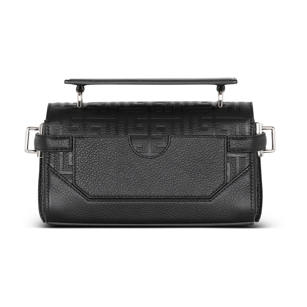 Balmain B-Buzz 19 monogram canvas en leren tas Black Heren