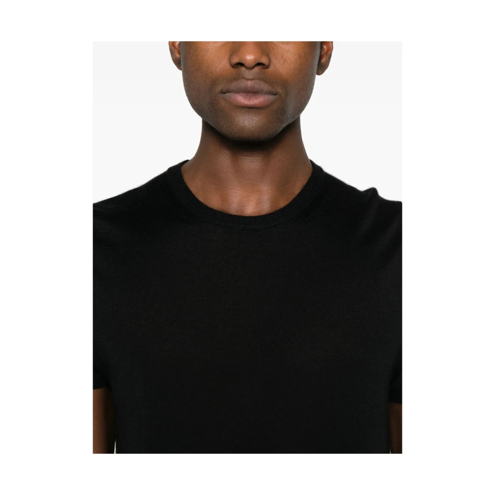 Fedeli Zwarte Crew Neck Korte Mouw Sweater Black Heren