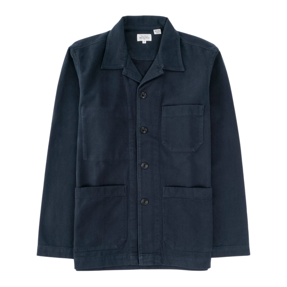 Hartford Borstad Bomull Overshirt Blue, Herr