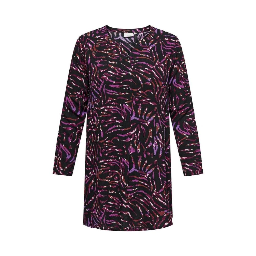 Only Carmakoma Lange Tuniekjurk Zwart Dierenprint Multicolor Dames