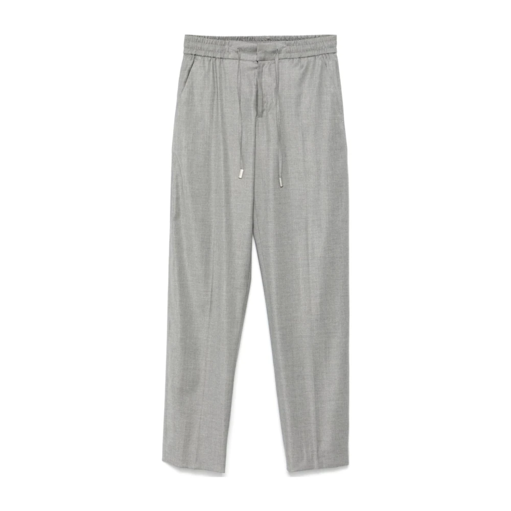 PT Torino Grijze Wollen Broek Rechte Pijp Gray Dames