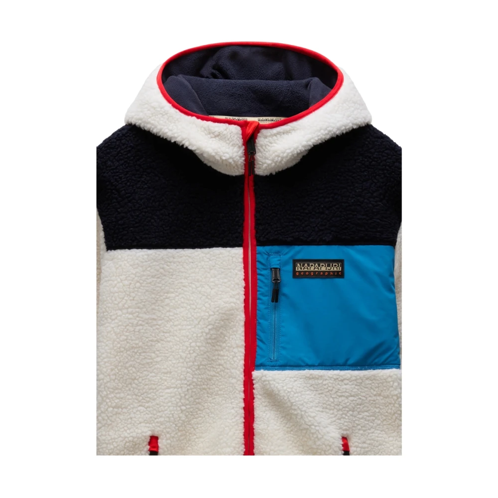 Napapijri Witte Fleece Zip Sweater Yupik Multicolor Heren