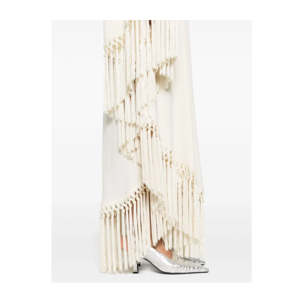 Taller Marmo Ivoor Wit Fringed One-Shoulder Jurk Beige Dames