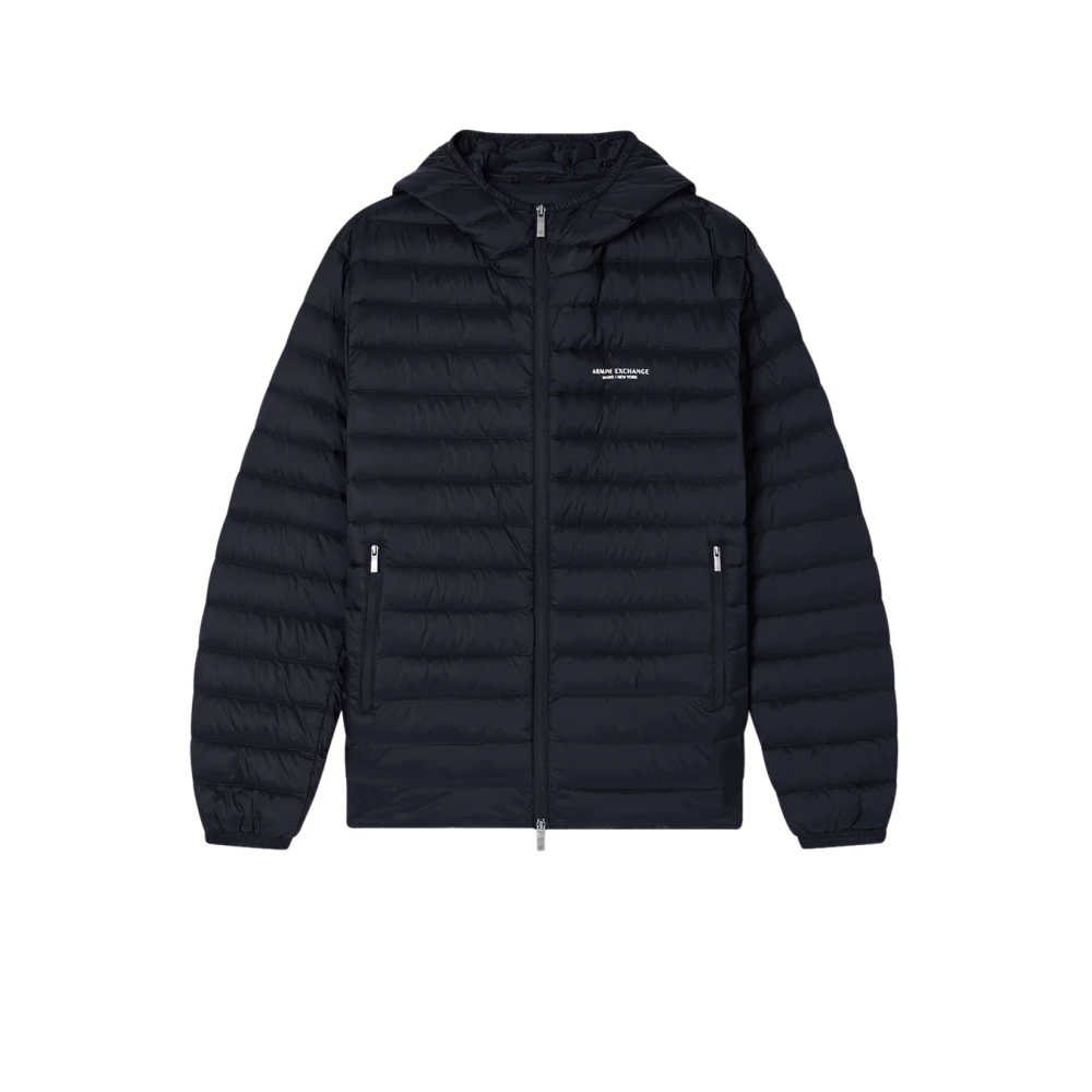 Armani Exchange Mannelijk Zwart Full Zip Donsjack Met Capuchon
