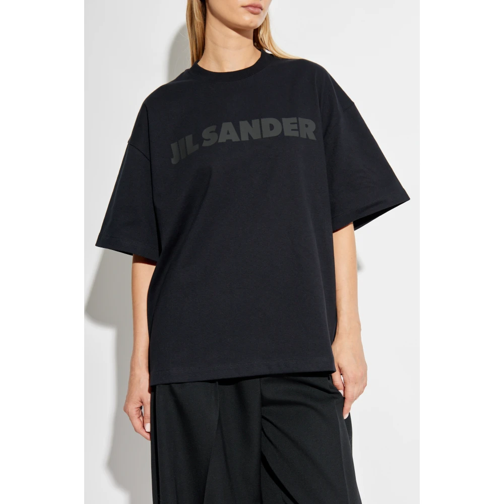 Jil Sander T-shirt met logo Black Dames