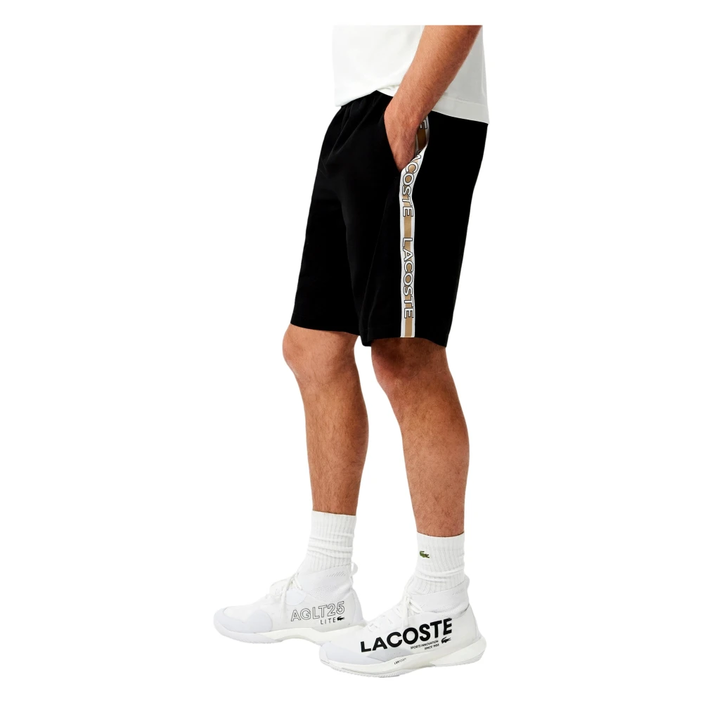 Lacoste Zwarte Tennis Performance Gestreepte Shorts Black Heren