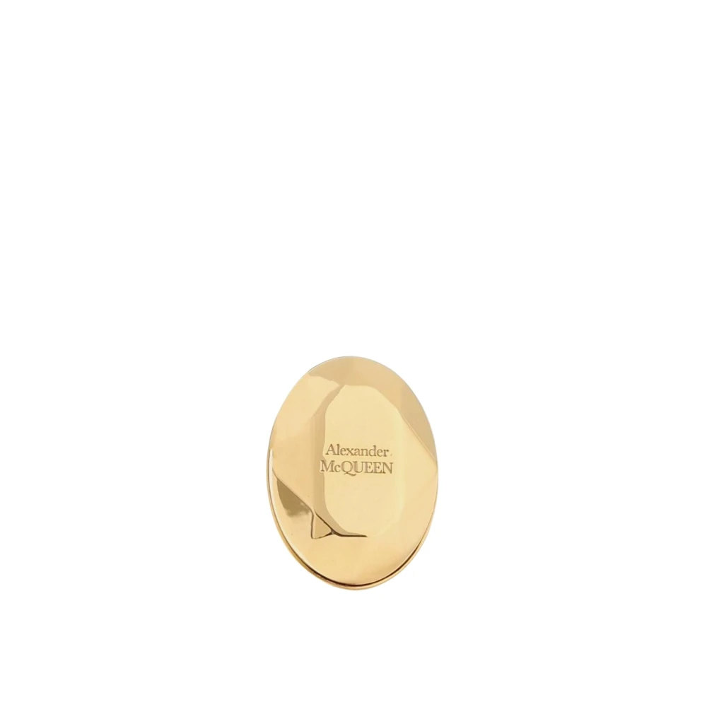 Alexander Mcqueen Women's Yellow Rings, 52 Mm, Faceted Brass Statement Ring