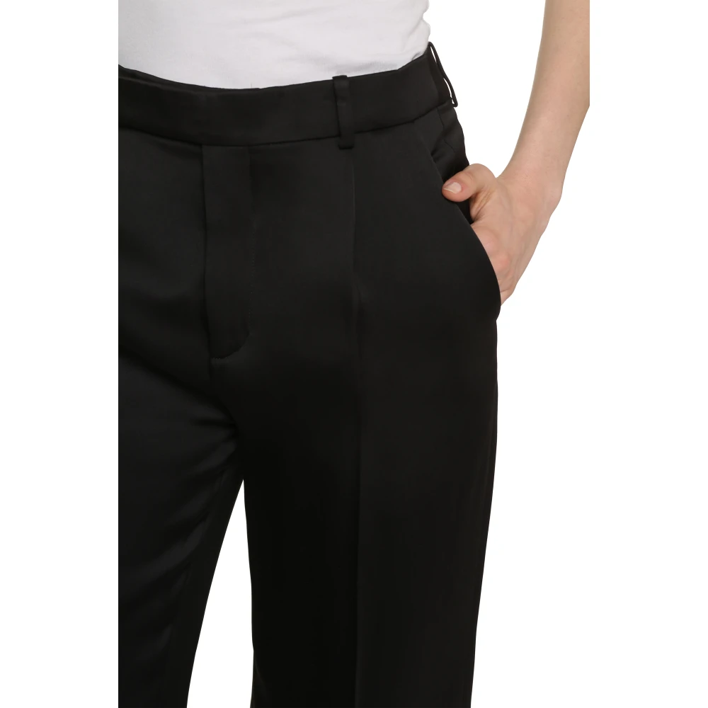 Saint Laurent Elegante Zijden Broek Black Dames