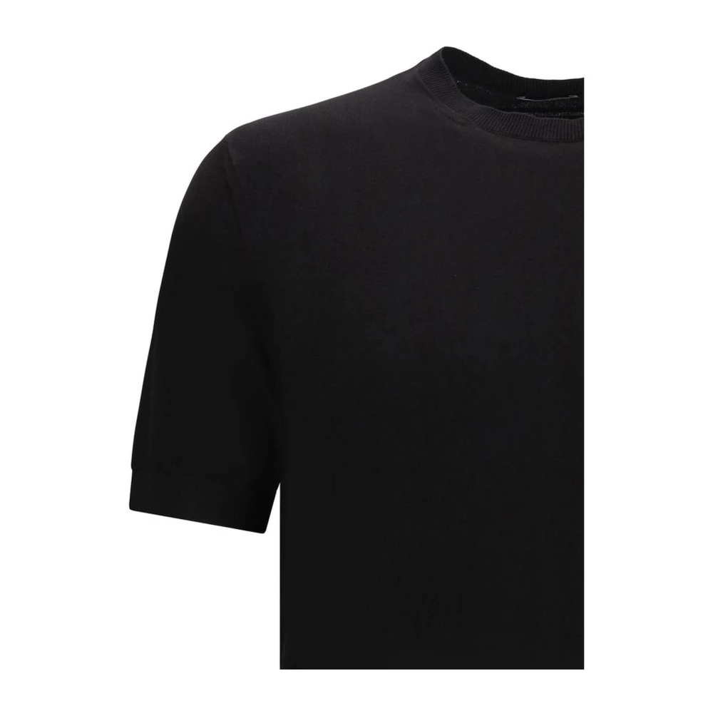 Ermenegildo Zegna Monochrome Geribbelde Crew Neck T-shirt Black Heren