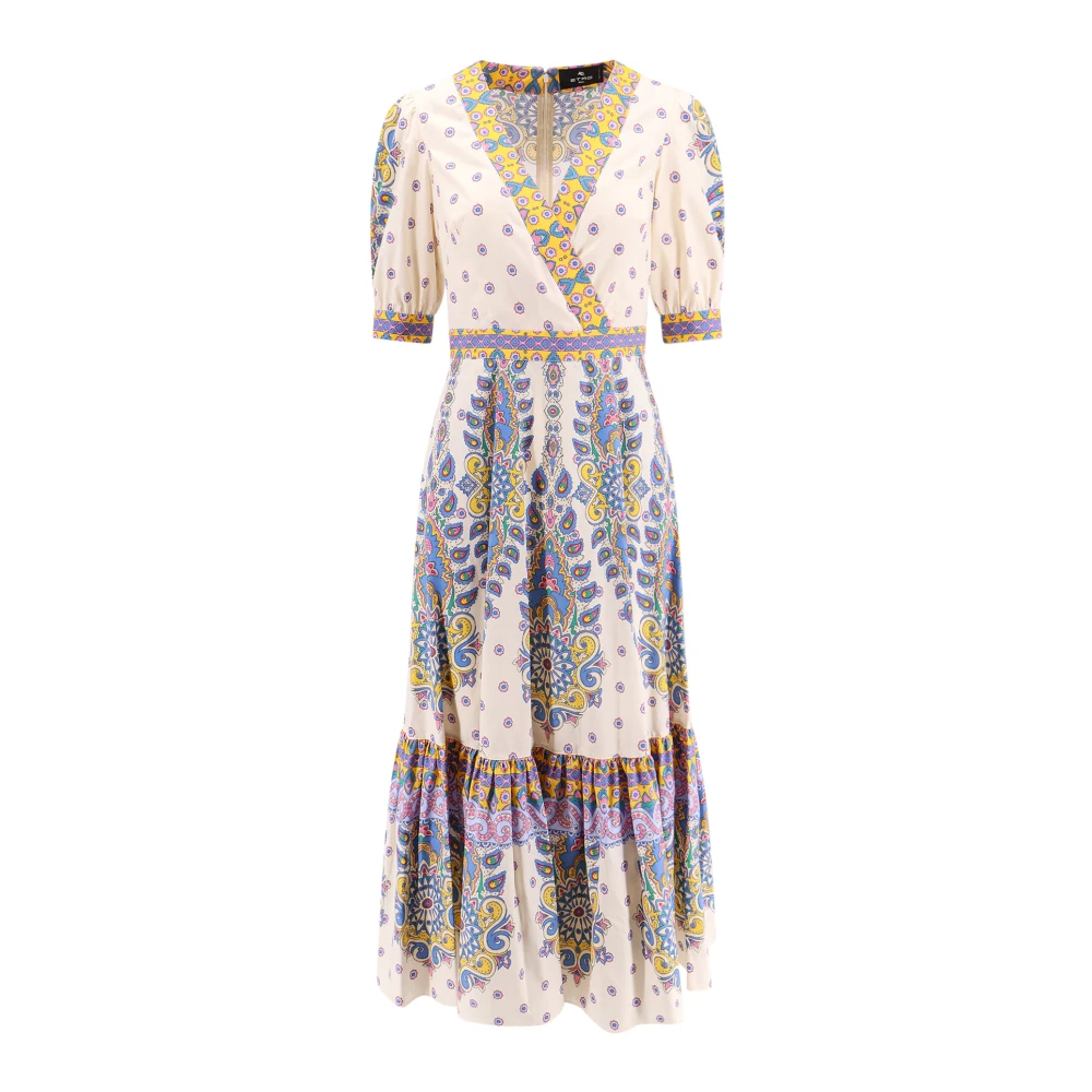 Etro Women's Multicolor Short Sleeve Cotton Dress Extra Small