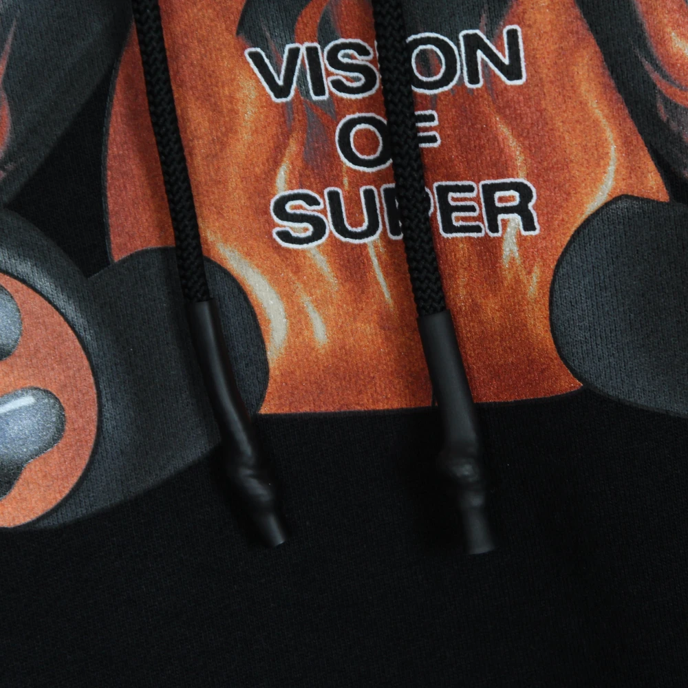 Vision OF Super Zwarte Print Hoodie Lichtgewicht Hoodie Black Heren