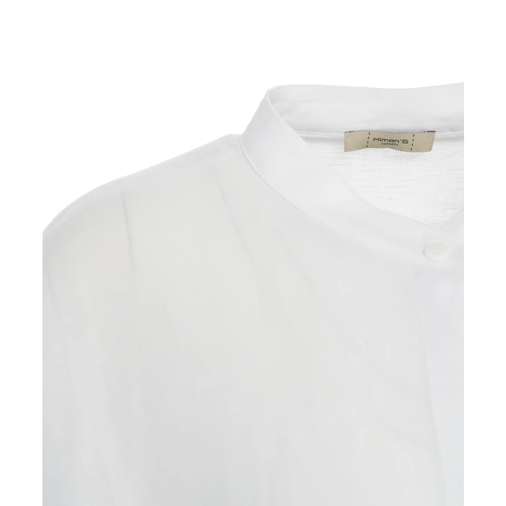 Himon's Witte Asymmetrische Blouse Mandarin Kraag White Dames