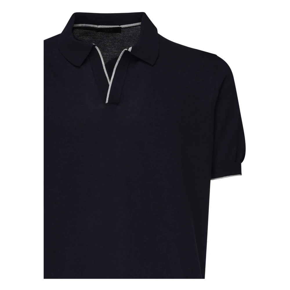 Fay Blauw Buttonless Polo Shirt Korte Mouwen Blue Heren