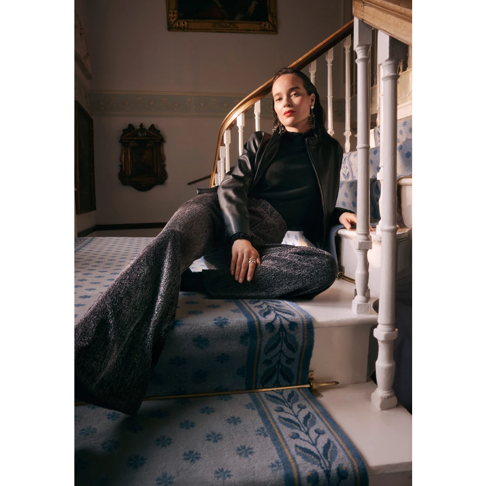 Betty & Co Stoffen broek in glitter-look Black Dames