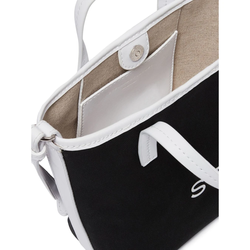 Stella Mccartney Canvas Logo Print Zwarte Tas Black Dames