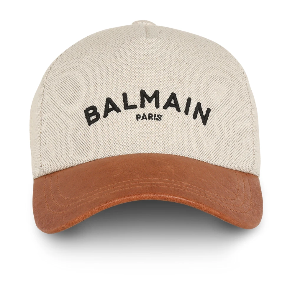 Balmain Cotton cap with logo Beige Dam