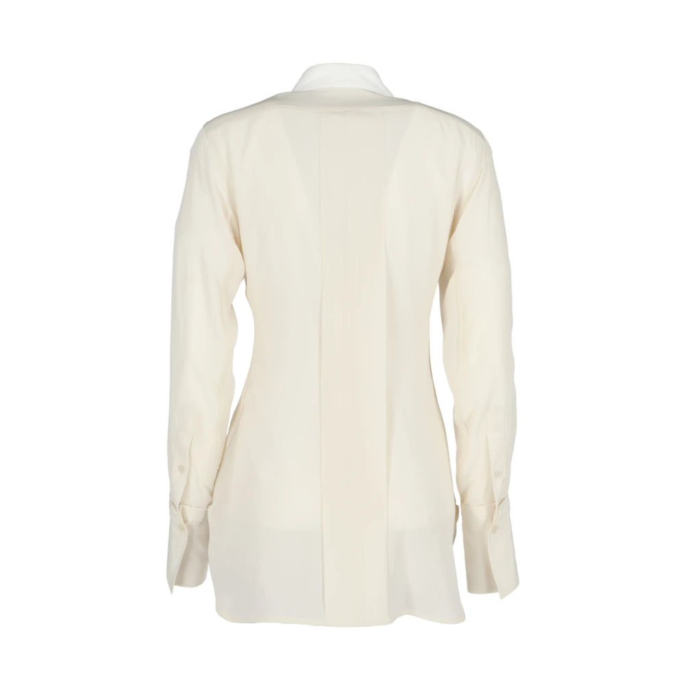 Victoria Beckham Stijlvol Contrast Blouse Beige Dames