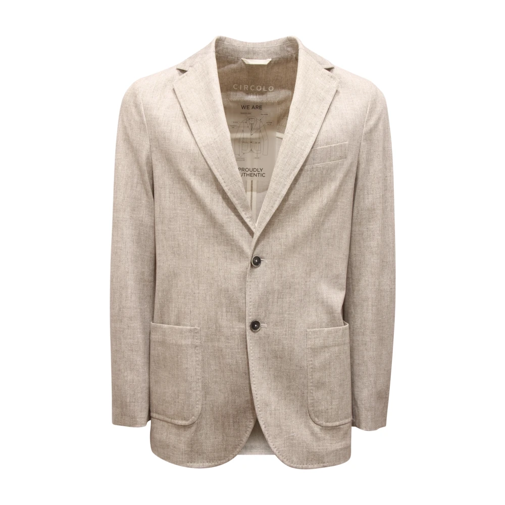 Circolo 1901 Men's Beige Blazers, S, Piquet Jacket Natural Unlined Model