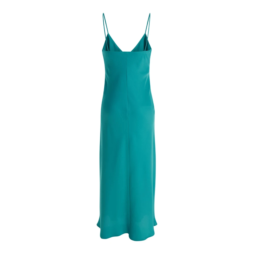 Plain Units Satin Slip Jurk Lichtblauw V-Hals Blue Dames
