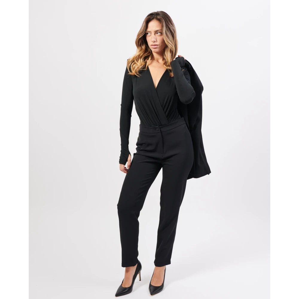 Jijil Zwarte broek met rechte pijpen Black Dames