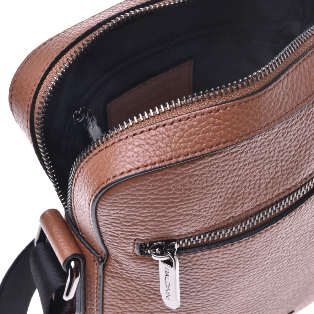 Baldinini Crossbody bag in tumbled leather Brown Heren