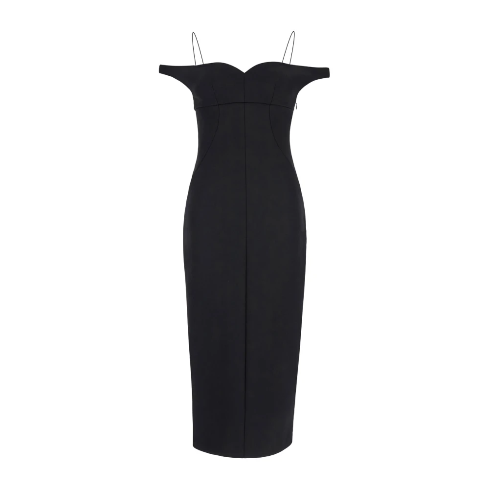 Philosophy di Lorenzo Serafini Zwarte Midi Jurk Sweetheart Halslijn Black Dames