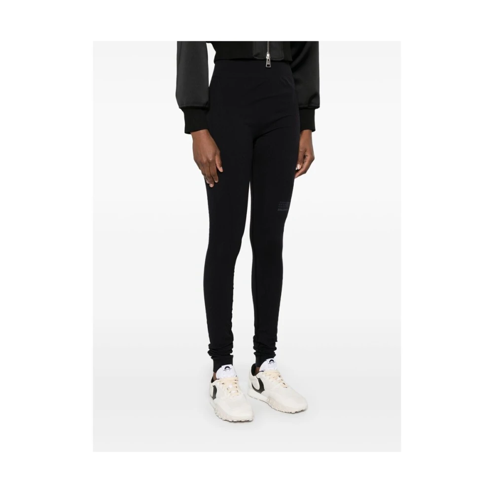 MM6 Maison Margiela Zwarte Gebreide Paneel Hoge Taille Leggings Black Dames