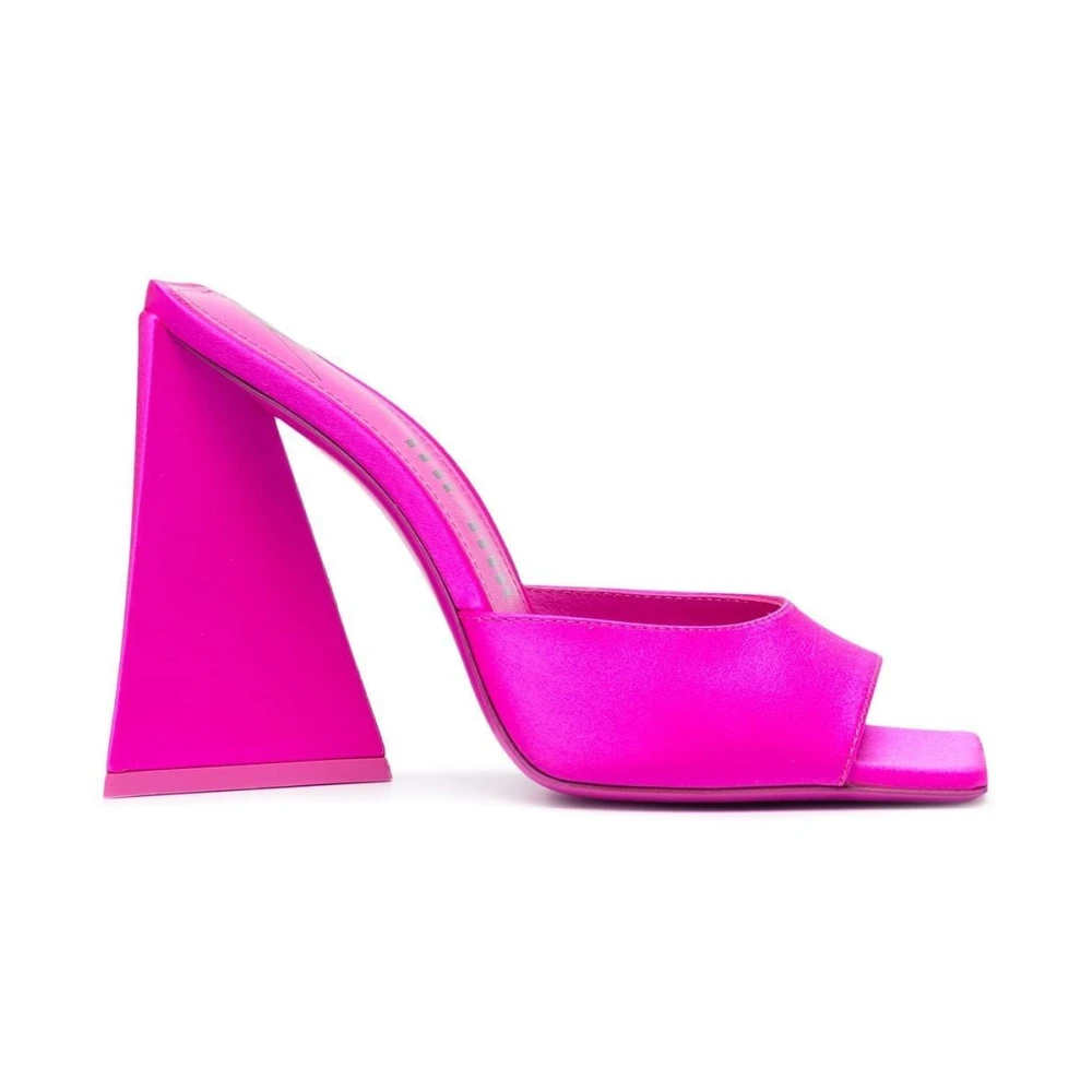 The Attico Pink Heeled Mules, Female, 7 Uk, Devon 115Mm Satin Finish Mules