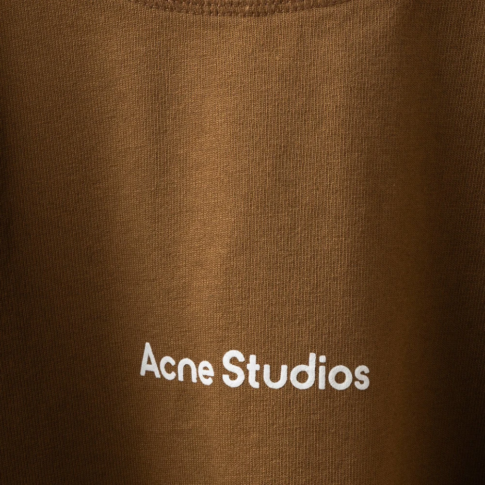Acne Studios Effengekleurde T-Shirt met Ronde Hals Brown Heren