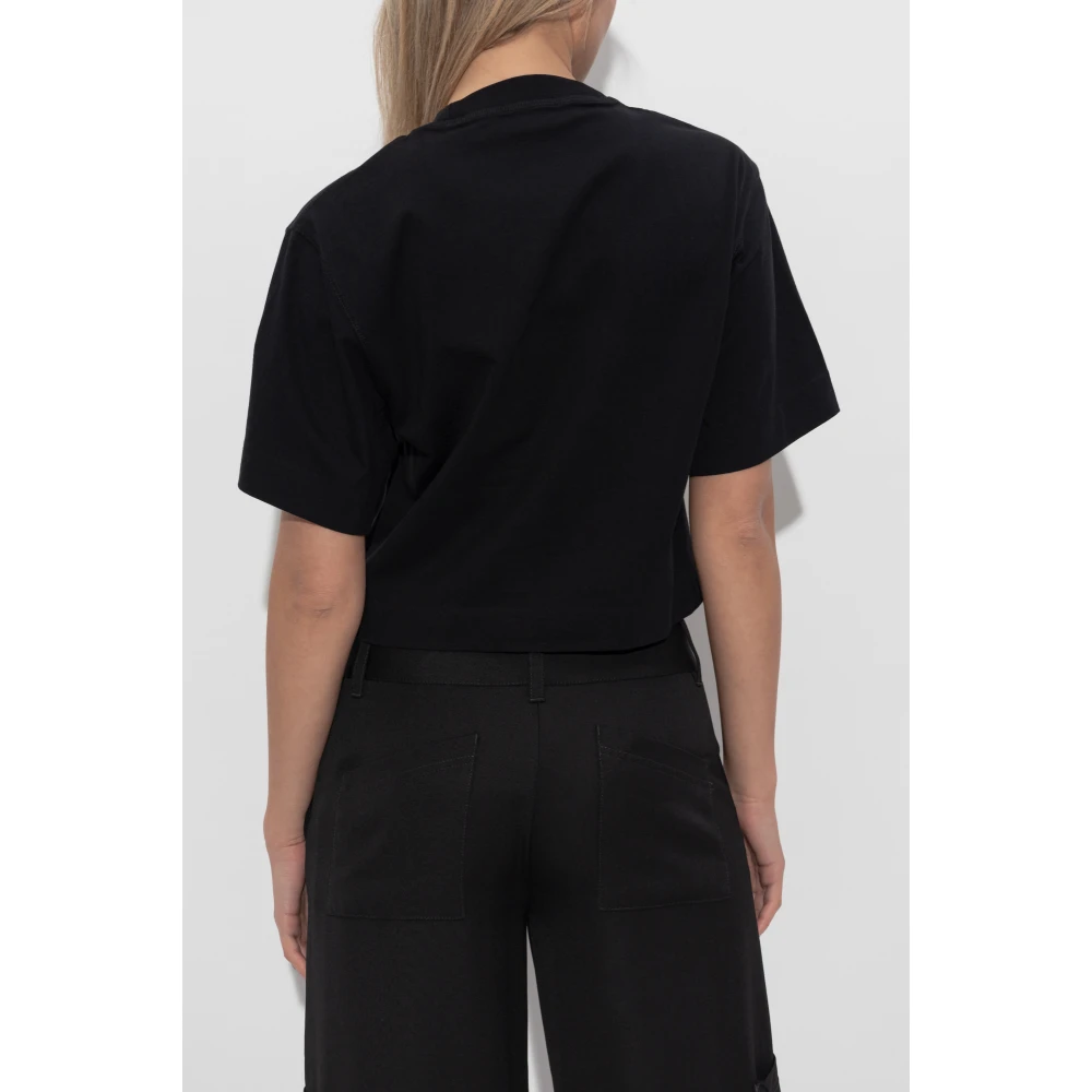 Off White T-shirt met logo Black Dames