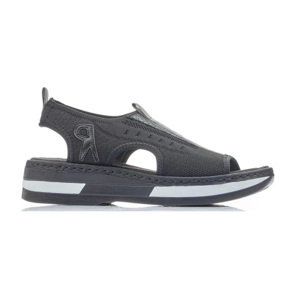 Rieker Women's Black Flat Sandals, 8 Uk, Casual Open Sandals